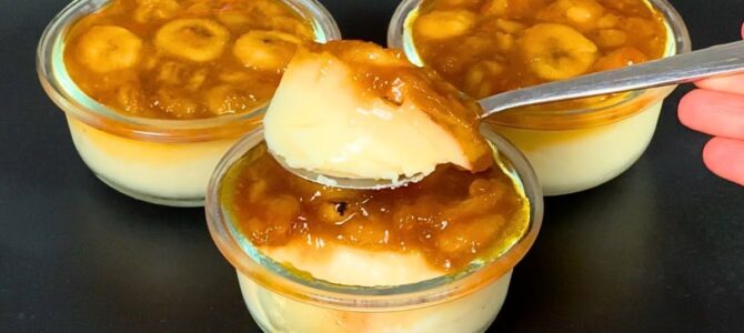 ¡Solo leche y plátano! ¡El postre casero más delicioso en 5 minutos! ¡sin hornear!