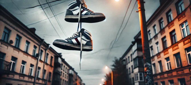 Si ves una zapatilla colgada de un cable en la calle, esto es lo que realmente simboliza