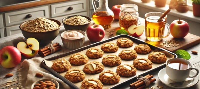 Aros de avena horneados con manzana.