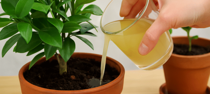 Un pequeño vaso en cada planta y los resultados están garantizados. Nunca había visto algo así.