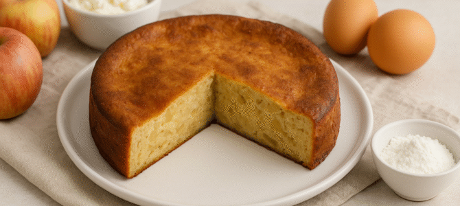 Tarta de Manzana: 4 ingredientes ¡Sin harina, sin azúcar, sin gluten!