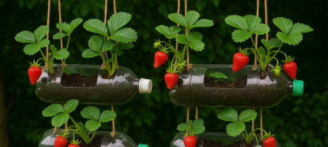 Convertí botellas de plástico en una huerta de frutillas fresca y deliciosa: guía detallada.