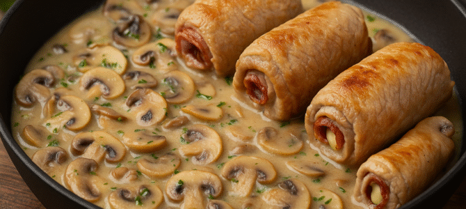 Rollitos con salsa de champiñones: ¡el plato cremoso ideal para una cena especial!