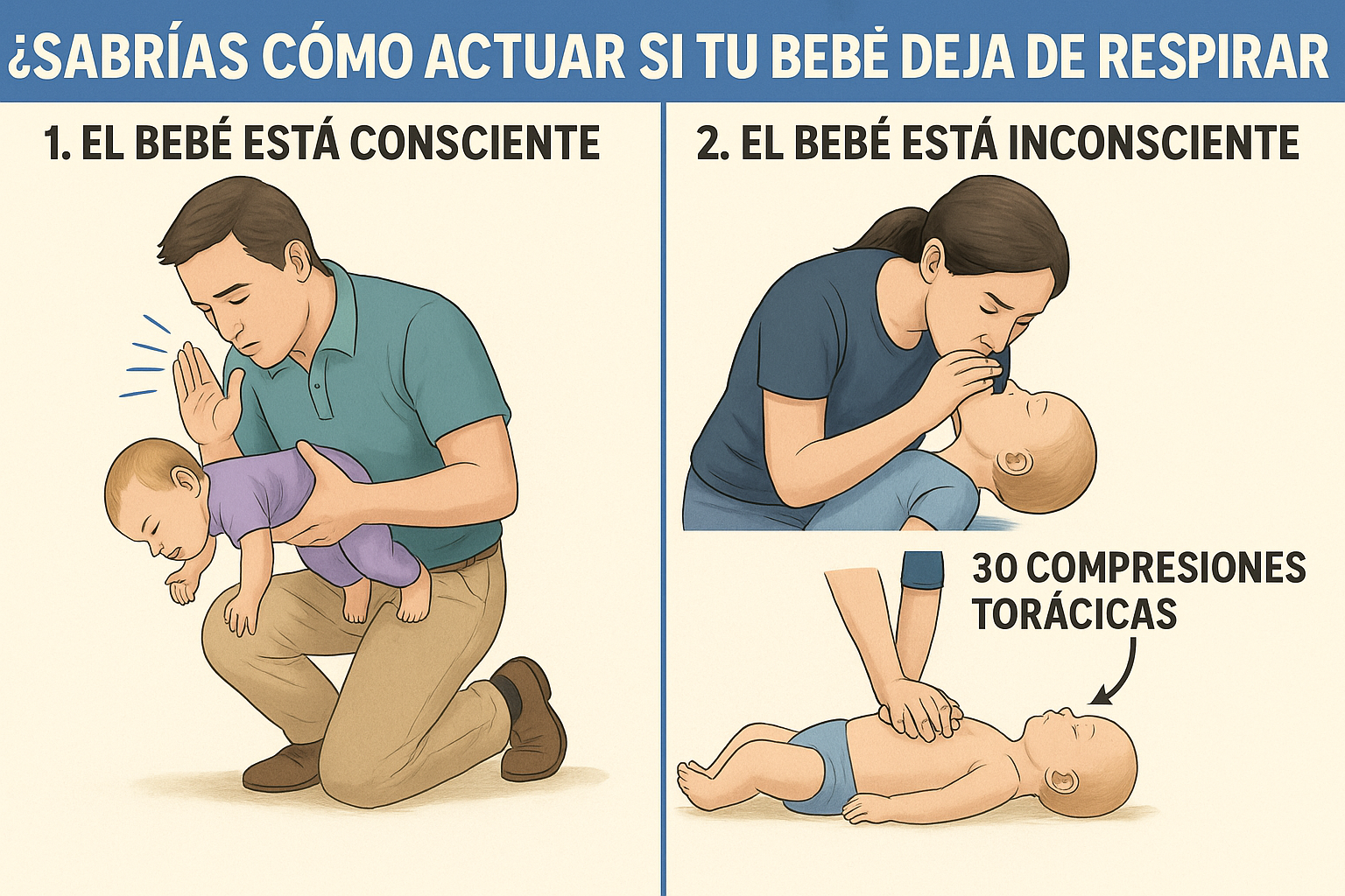 ¿Sabrías cómo actuar si tu bebé deja de respirar? Aprende los pasos que pueden salvarle la vida