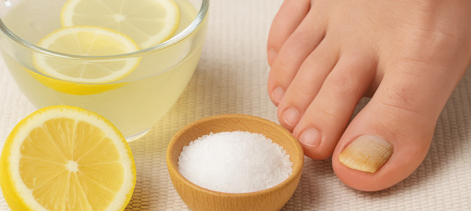 Limon y sal es la mezcla ideal para combatir estos problemas en los pies.