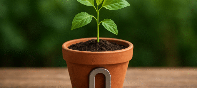 El impacto de los imanes en el crecimiento de las plantas: explorar los efectos de colocar un imán en una maceta.