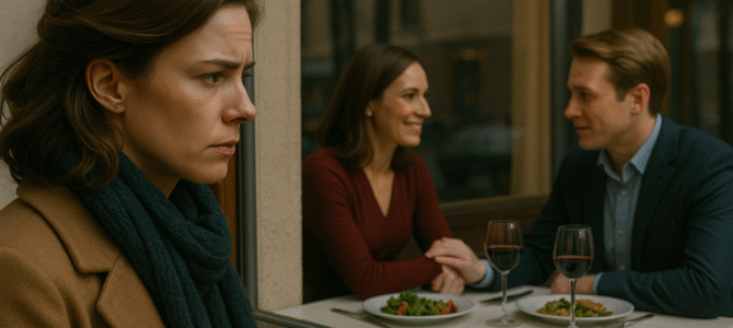 Besé a mi esposo para despedirlo antes de su viaje de negocios; solo unas horas después, lo vi en un restaurante con una mujer que nunca había visto.