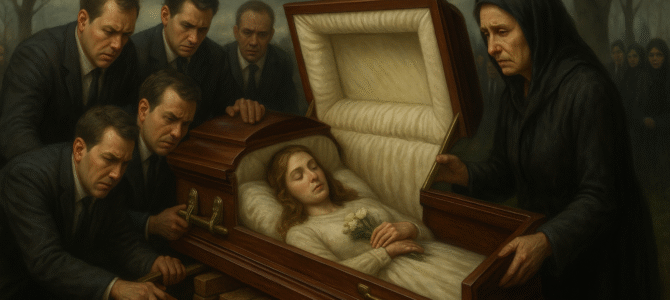 En el funeral de una joven, cuatro hombres no pudieron levantar el ataúd. Entonces, la madre de la chica exigió que lo abrieran.