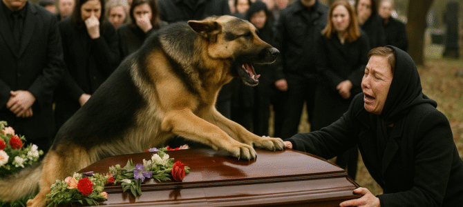 Durante el funeral de un oficial, su fiel perro saltó de repente sobre el ataúd y comenzó a ladrar y a gemir con fuerza: la gente quedó horrorizada al descubrir la razón.