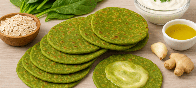 ¡Solo avena y espinaca! Sin harina, sin azúcar, sin levadura.