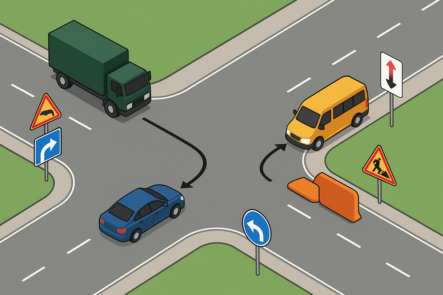 Prueba de manejo: ¿A quién debe ceder el paso el auto azul?