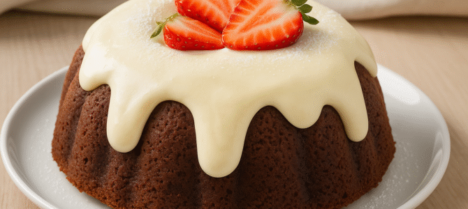 Pastel volcán de chocolate con leche y cobertura que no necesita fuego.