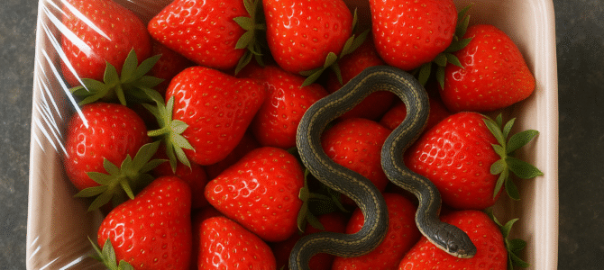 Lo que encontró en el paquete de fresas dejó helada a esta persona.