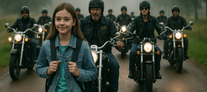 Ella iba sola a la escuela todos los días… Hasta que apareció una docena de motociclistas Ella iba sola a la escuela todos los días… Hasta que apareció una docena de motociclistas