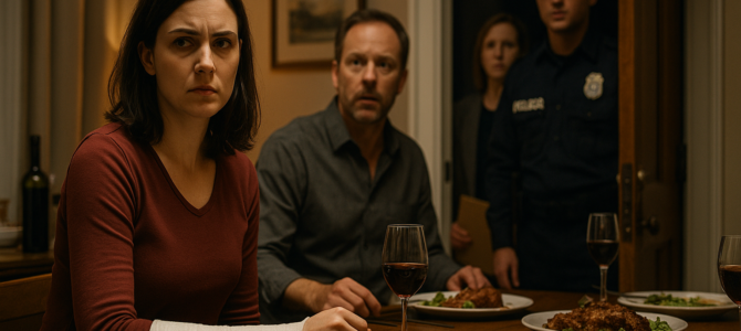 En la cena familiar todos celebraban que mi marido me había “dado una lección”… hasta que tocaron la puerta y quedó claro quién tenía realmente el poder en esa casa