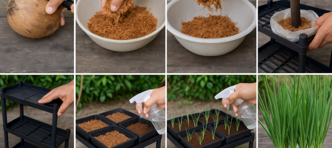 ¿Tienes un coco seco? ¡Prueba a cultivar cebollas verdes de esta manera!