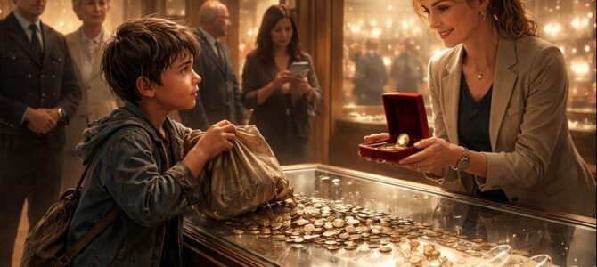 Un niño descalzo entró a una joyería con una bolsa de monedas… y cuando explicó el motivo, todo el local quedó en silencio Un niño descalzo entró a una joyería con una bolsa de monedas… y cuando explicó el motivo, todo el local quedó en silencio