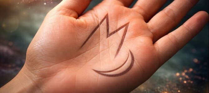 Qué significado se le atribuye a la luna creciente y a la letra M en la palma de la mano, según creencias populares