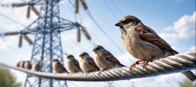 Por qué los pájaros no se electrocutan al posarse en cables de alta tensión.