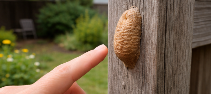 Encontré esta extraña estructura marrón adherida a un poste del jardín y dudé antes de quitarla. Encontré esta extraña estructura marrón adherida a un poste del jardín y dudé antes de quitarla.