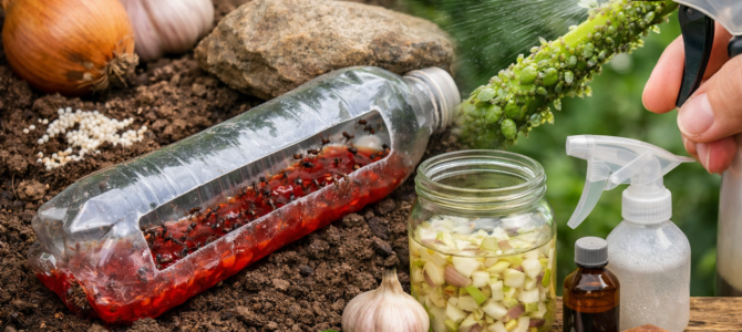 En otoño, una botella y un método sencillo para ahuyentar hormigas y pulgones del huerto.