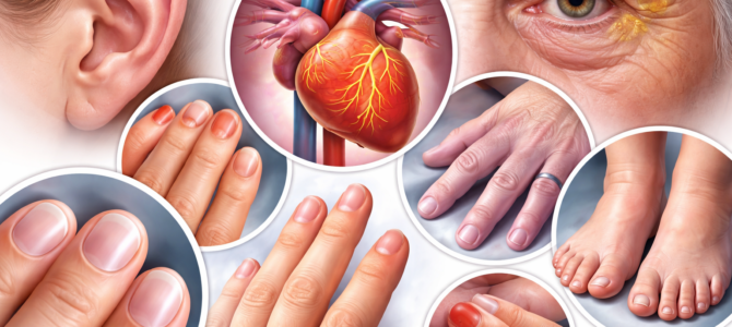 Siete señales visibles en la piel que pueden relacionarse con la salud cardiovascular.