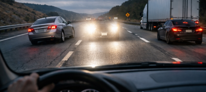 Señales en la carretera que indican peligro y por qué conviene mantener distancia al conducir.
