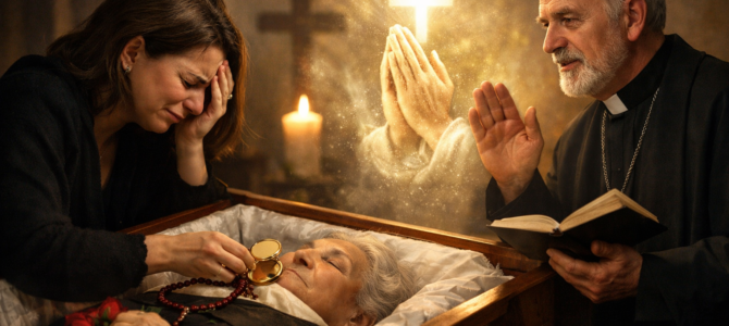 Colocó esto en el ataúd de su madre y durante meses no tuvo paz… hasta que un sacerdote le habló de una oración.