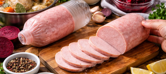 Pongo pollo en una botella y preparo un embutido casero, natural y sin aditivos.
