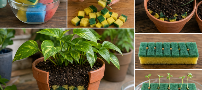 ¡No la tires! Las esponjas usadas pueden ser muy útiles para tus plantas con esta técnica de cultivo.