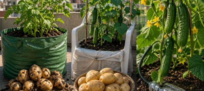 Cómo cultivo papas y pepinos en mi azotea con un método práctico y productivo.