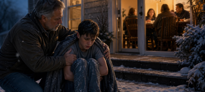 Mientras mi nieto temblaba afuera, mi hija seguía sentada cenando en la mesa de Acción de Gracias.