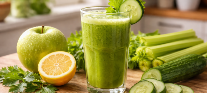Mezcla manzana verde con pepino.