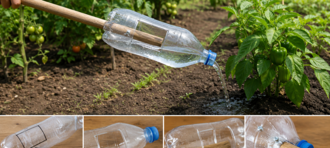 Truco sencillo con una botella para cuidar tomates, pepinos y pimientos en el huerto.