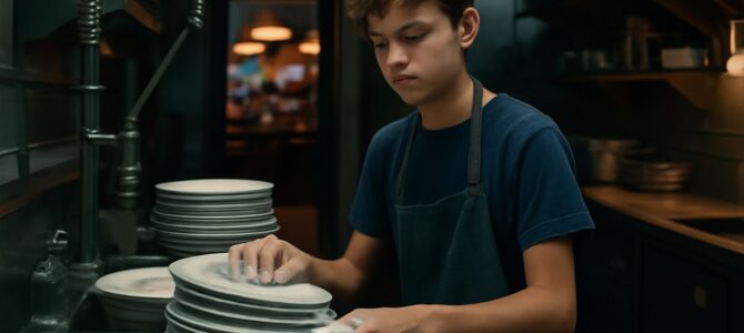 La verdad detrás del empleo secreto de un niño de 13 años que lavaba platos los sábados