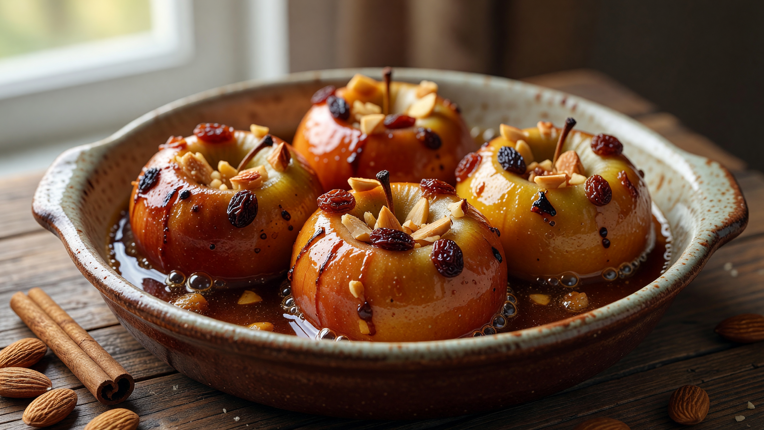 Manzanas al horno rellenas de almendras y pasas: un postre fácil y tentador