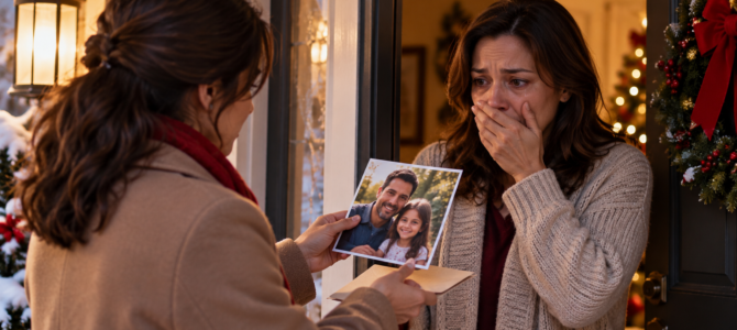 Mi esposo y mi hija murieron en un accidente hace cinco años… y el día de Navidad, una niña desconocida apareció en mi puerta con una fotografía que cambió todo lo que creía saber
