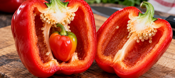 Corté un pimiento para preparar la cena y encontré otro pimiento diminuto en su interior: ¿qué significa y se puede comer?